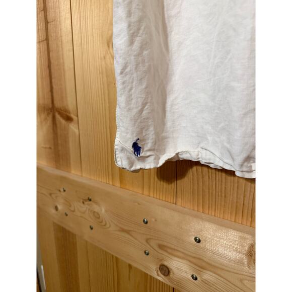 Polo Ralph Lauren Silk Linen White Button Down Short Sleeve Blouse Size XXL - Picture 5 of 7